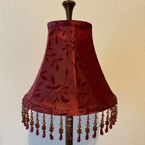 Burgundy Leaf Jacquard Bead Fringe Bell Lamp Shades